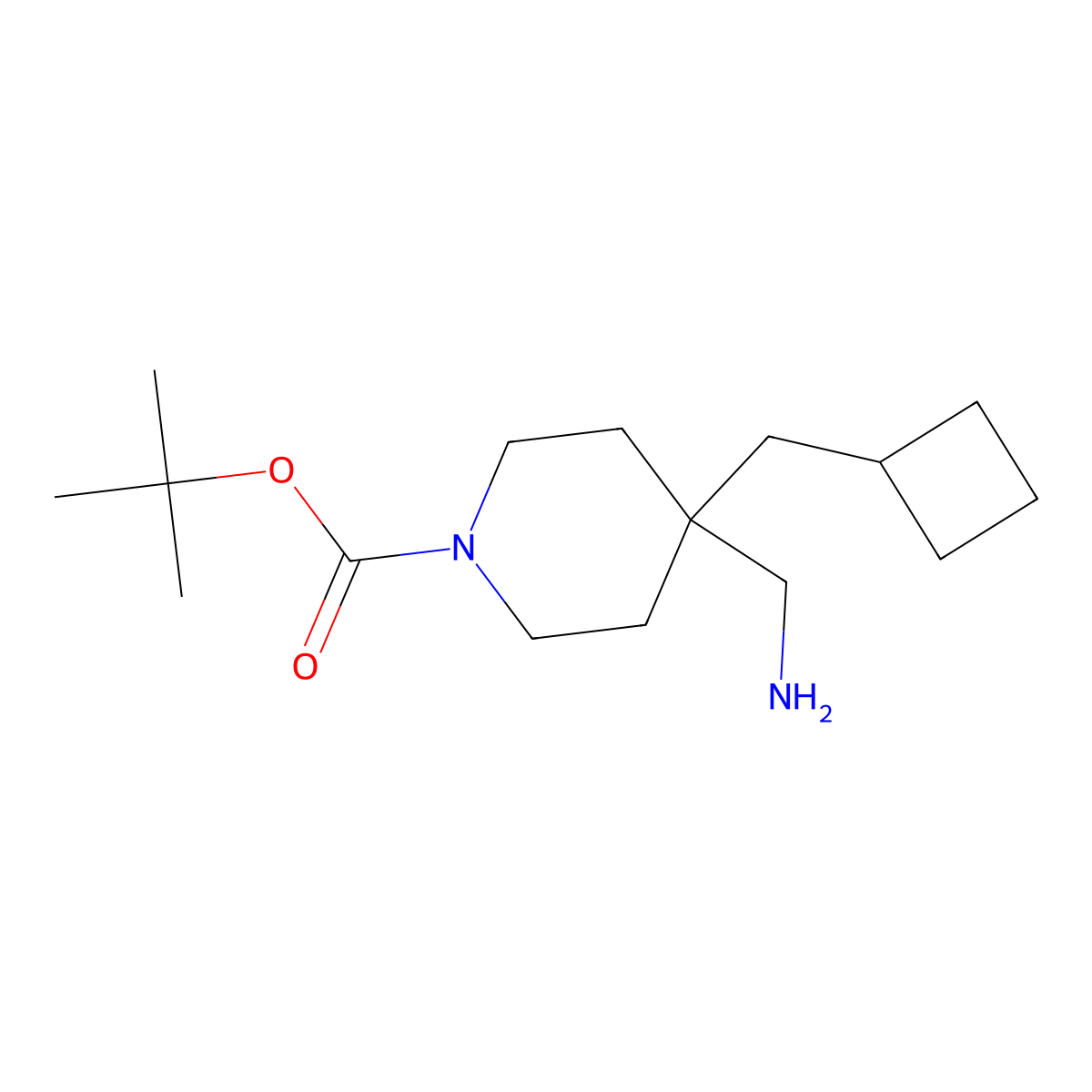 tert-Butyl 4-(aminomethyl)-4-(cyclobutylmethyl)piperidine-1-carboxylate molecular structure, CAS 1779132-53-4