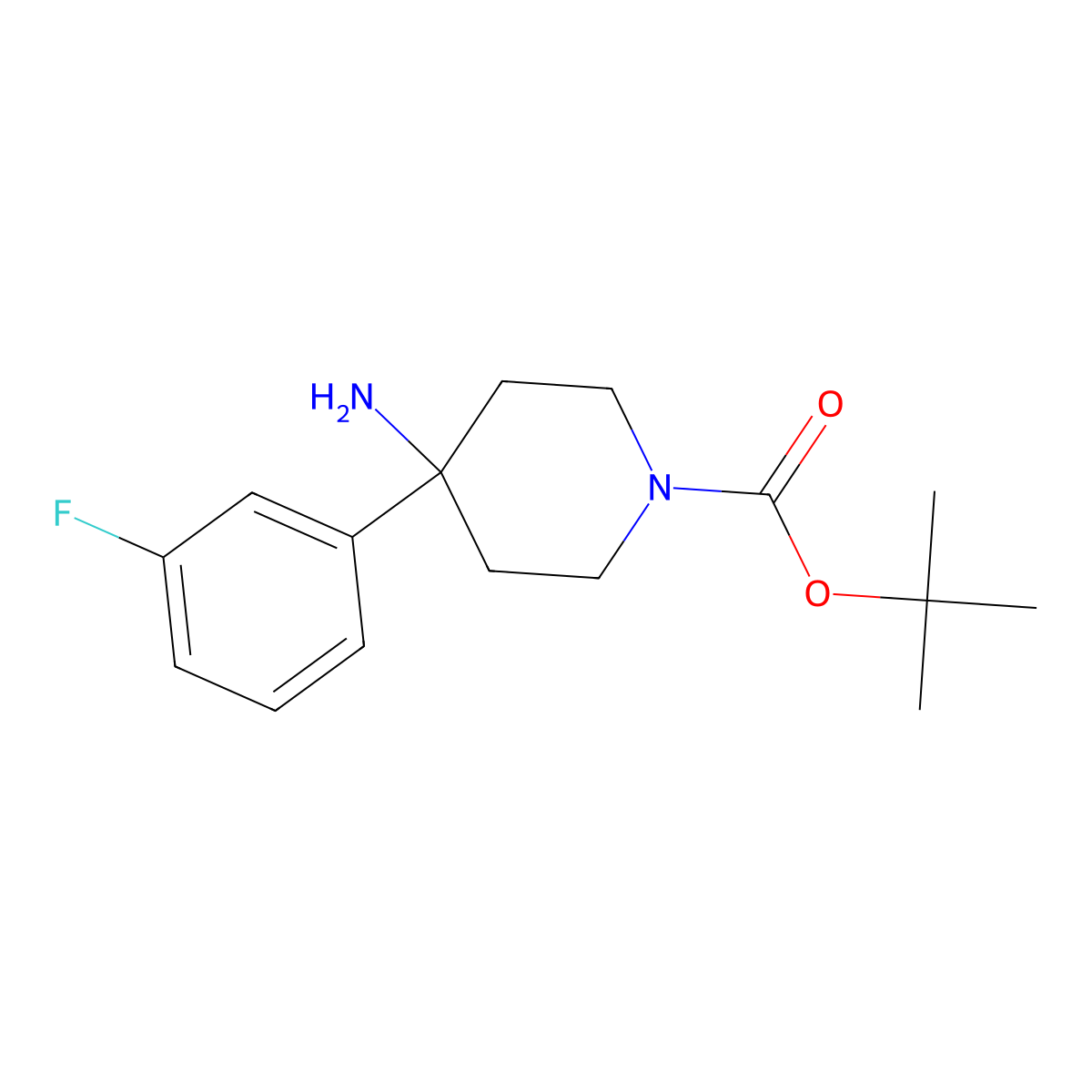 tert-Butyl 4-amino-4-(3-fluorophenyl)piperidine-1-carboxylate molecular structure, CAS 1779132-73-8