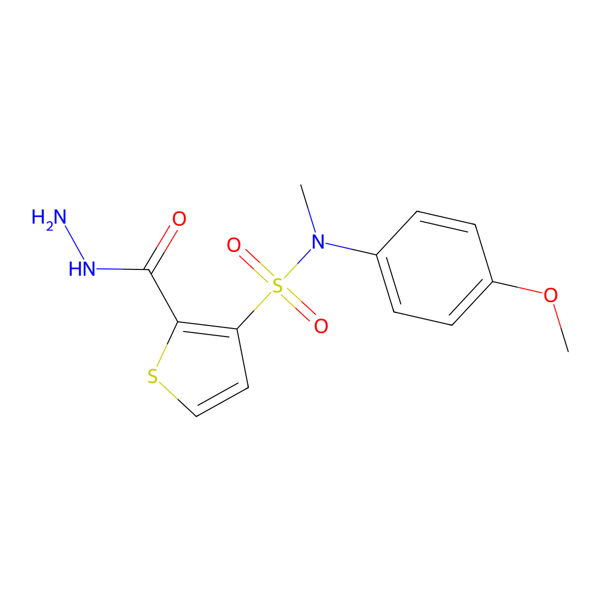 2-(hydrazinocarbonyl)-N-(4-methoxyphenyl)-N-methylthiophene-3-sulfonamide molecular structure, CAS 1779132-78-3