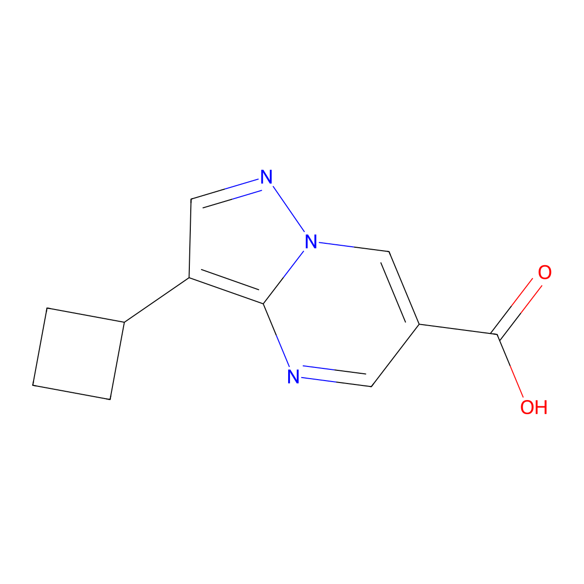 3-Cyclobutylpyrazolo[1,5-a]pyrimidine-6-carboxylic acid molecular structure, CAS 1779132-88-5