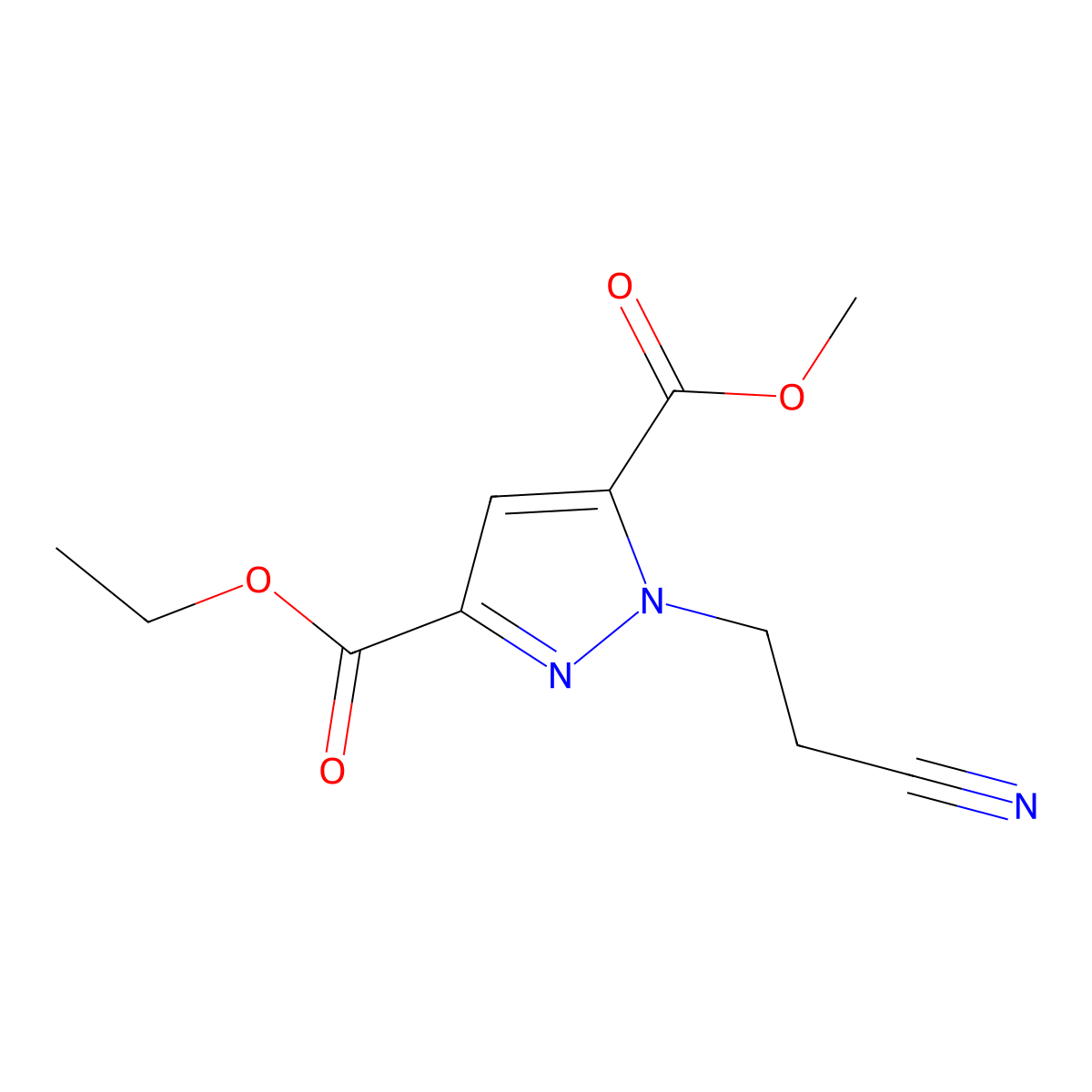 3-ethyl 5-methyl 1-(2-cyanoethyl)-1H-pyrazole-3,5-dicarboxylate molecular structure, CAS 1779132-98-7