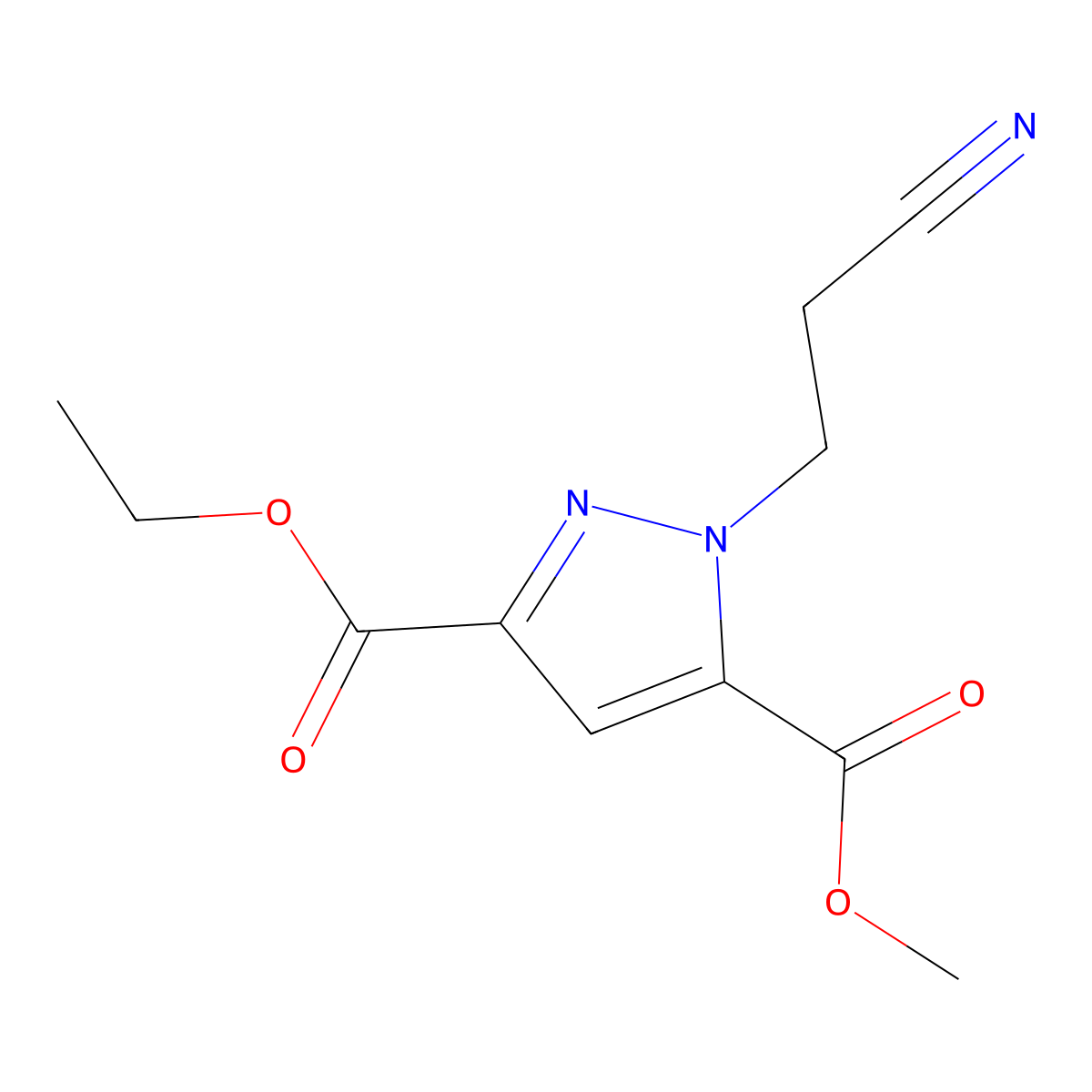 3-ethyl 5-methyl 1-(2-cyanoethyl)-1H-pyrazole-3,5-dicarboxylate molecular structure, CAS 1779132-98-7