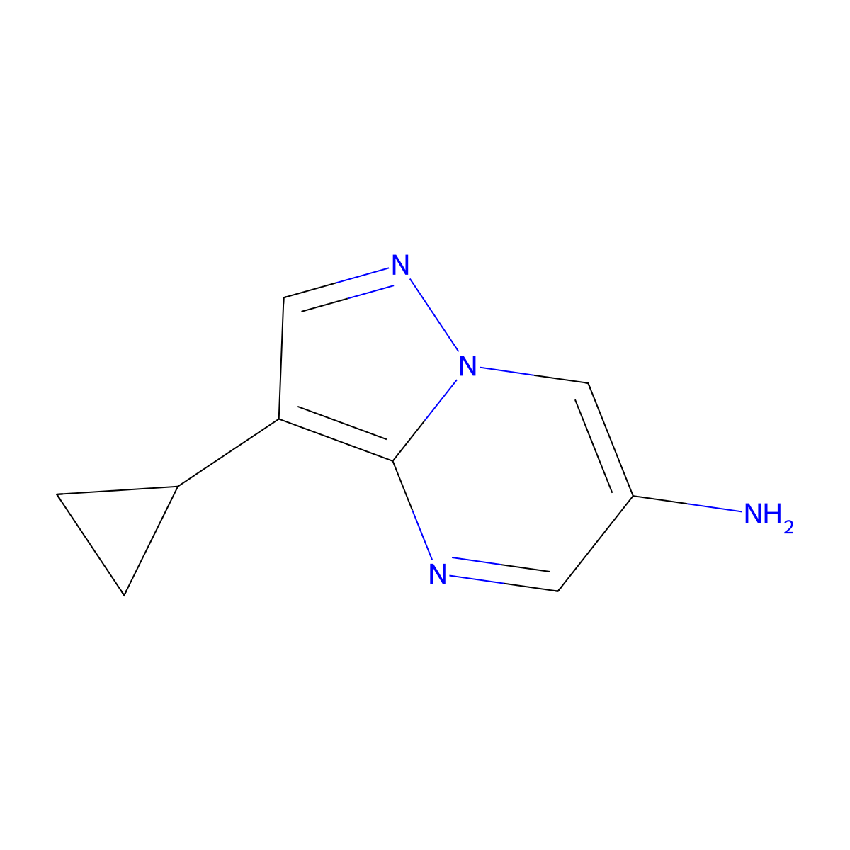 3-Cyclopropylpyrazolo[1,5-a]pyrimidin-6-amine molecular structure, CAS 1779133-14-0