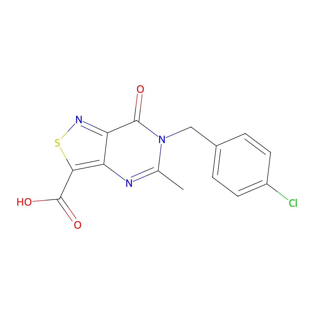 6-(4-Chlorobenzyl)-5-methyl-7-oxo-6,7-dihydroisothiazolo[4,3-d]pyrimidine-3-carboxylic acid molecular structure, CAS 1779133-21-9