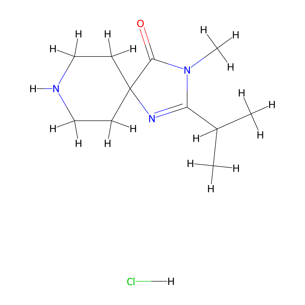 2-Isopropyl-3-methyl-1,3,8-triazaspiro[4.5]dec-1-en-4-one hydrochloride molecular structure, CAS 1779133-34-4