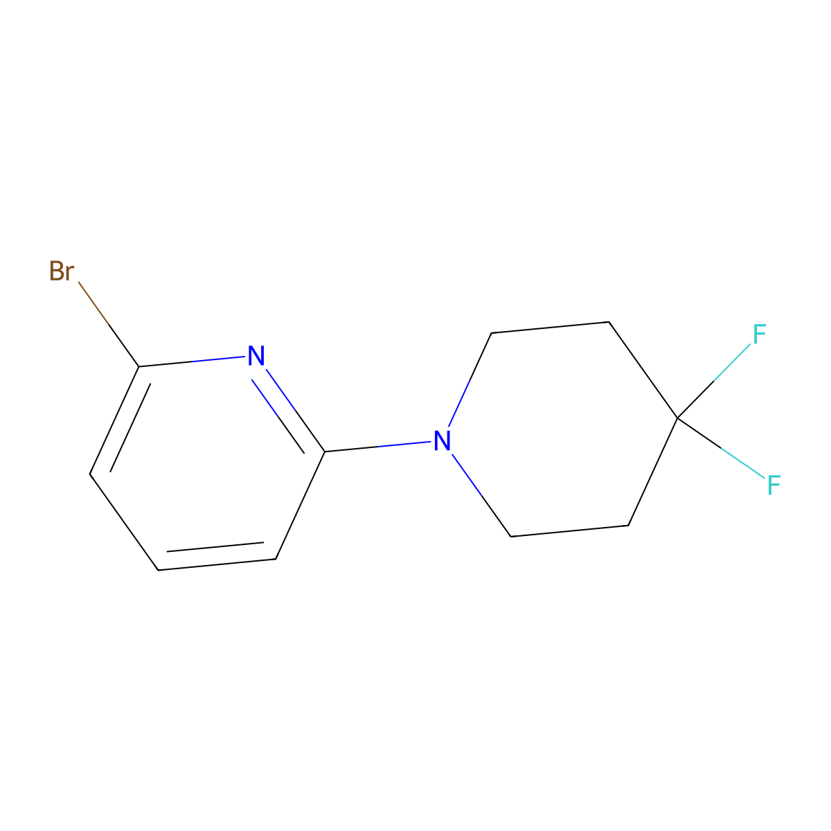 2-Bromo-6-(4,4-difluoropiperidin-1-yl)pyridine molecular structure, CAS 1779133-48-0