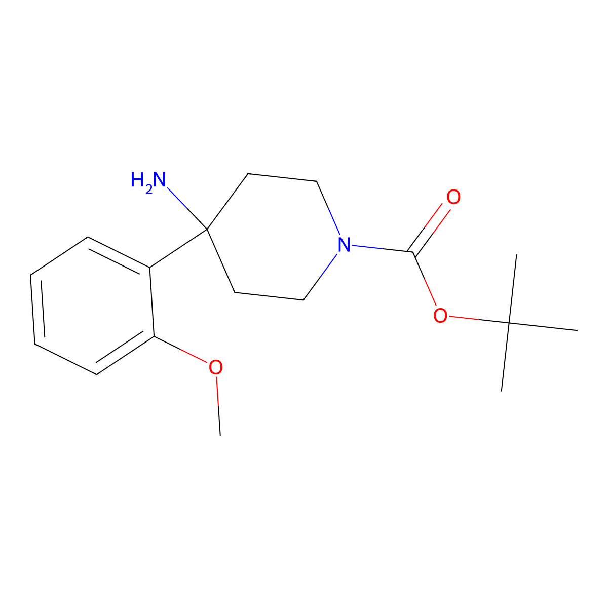 tert-Butyl 4-amino-4-(2-methoxyphenyl)piperidine-1-carboxylate molecular structure, CAS 1779133-74-2