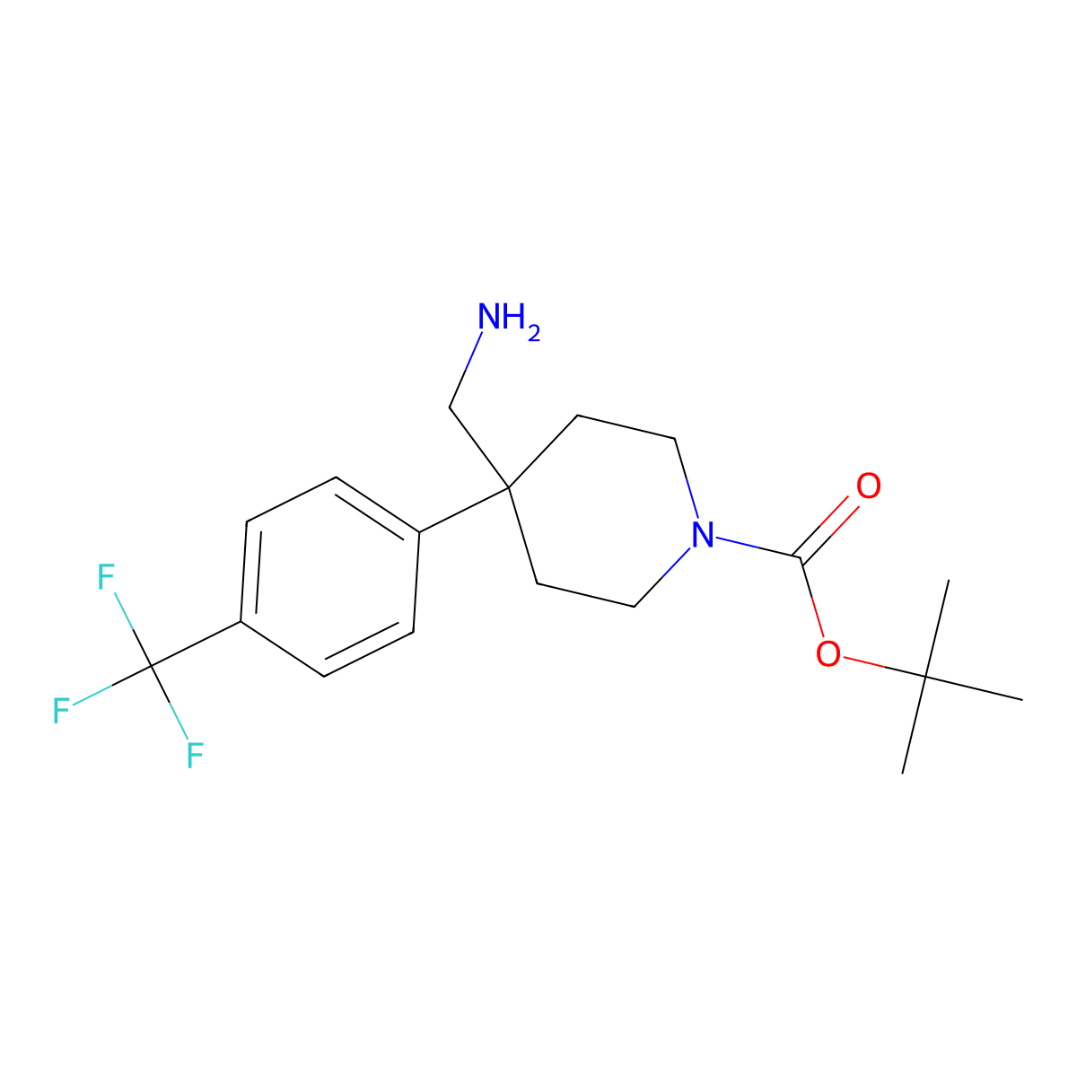 tert-Butyl 4-(aminomethyl)-4-[4-(trifluoromethyl)phenyl]piperidine-1-carboxylate molecular structure, CAS 1779133-88-8