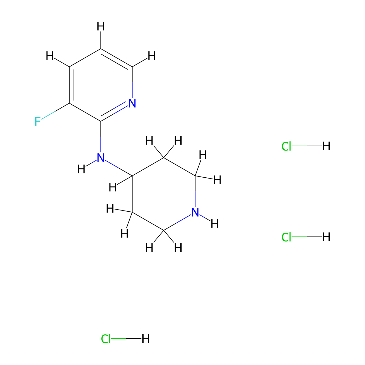 3-Fluoro-N-(piperidin-4-yl)pyridin-2-amine trihydrochloride molecular structure, CAS 1779133-99-1