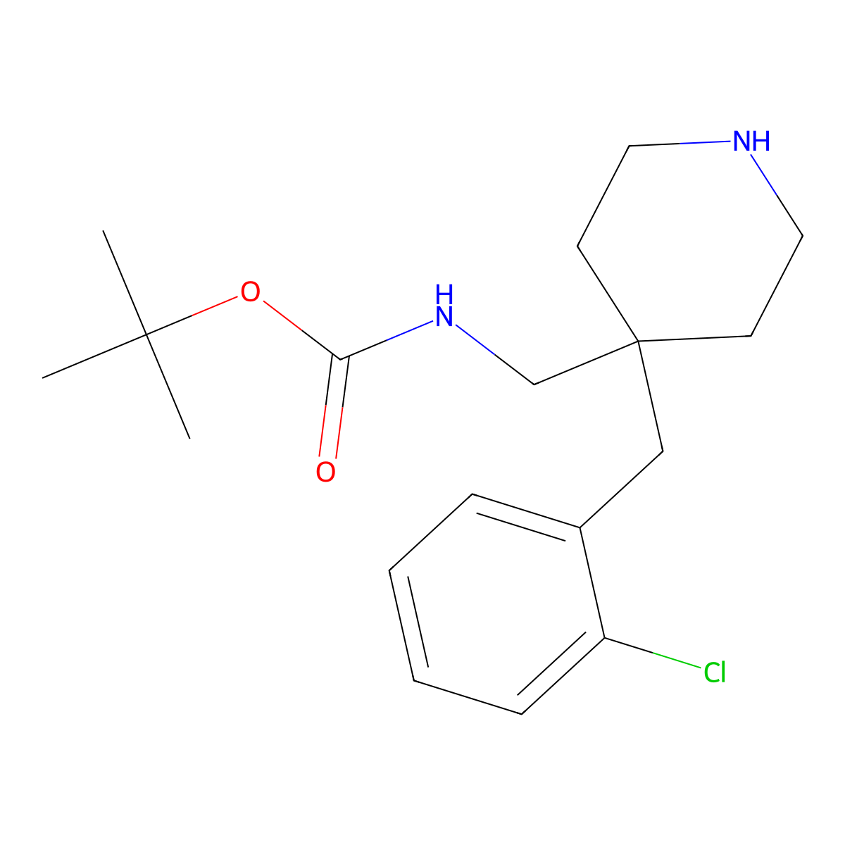 tert-Butyl [4-(2-chlorobenzyl)piperidin-4-yl]methylcarbamate molecular structure, CAS 1779134-19-8