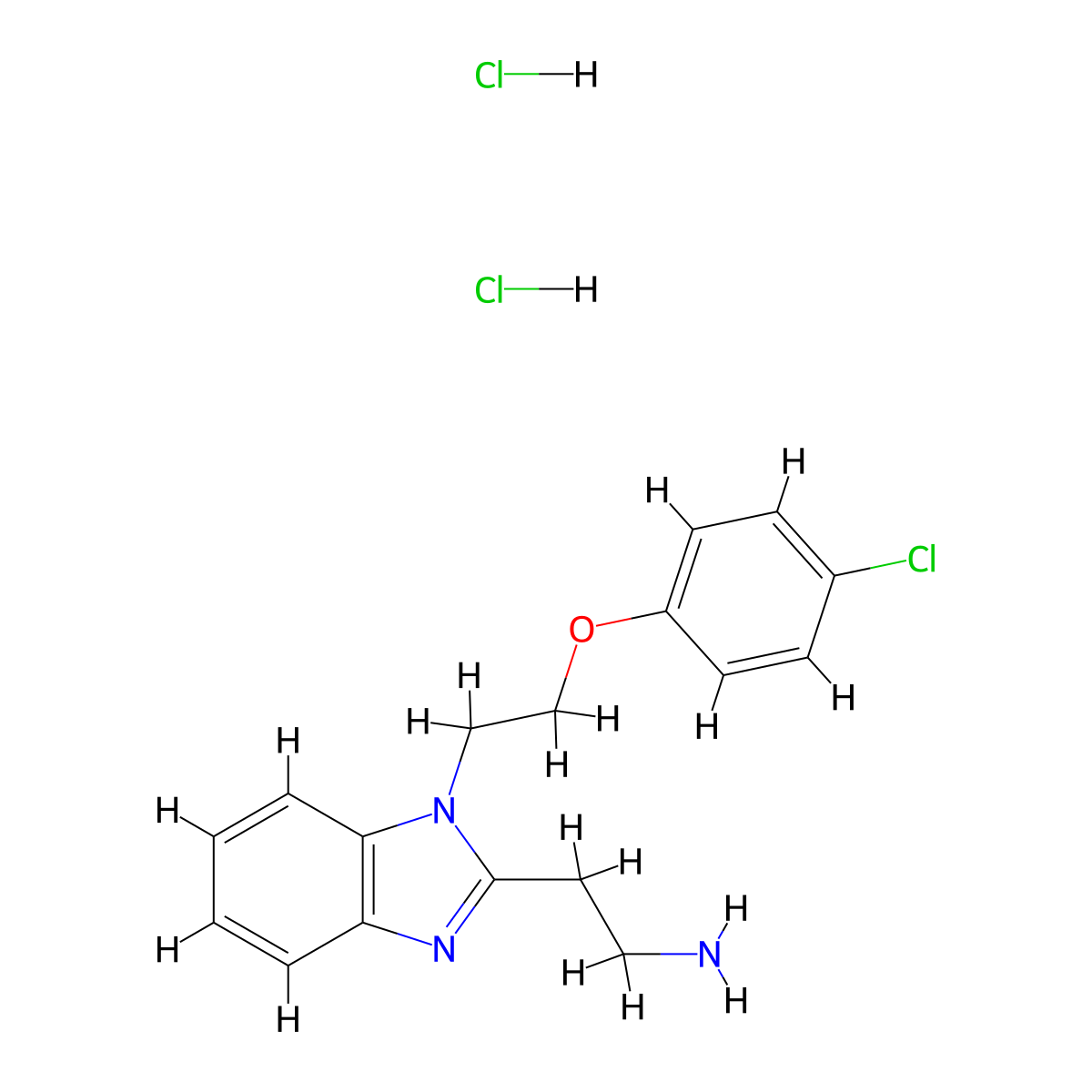 2-{1-[2-(4-chlorophenoxy)ethyl]-1H-1,3-benzodiazol-2-yl}ethan-1-amine dihydrochloride molecular structure, CAS 1779134-82-5