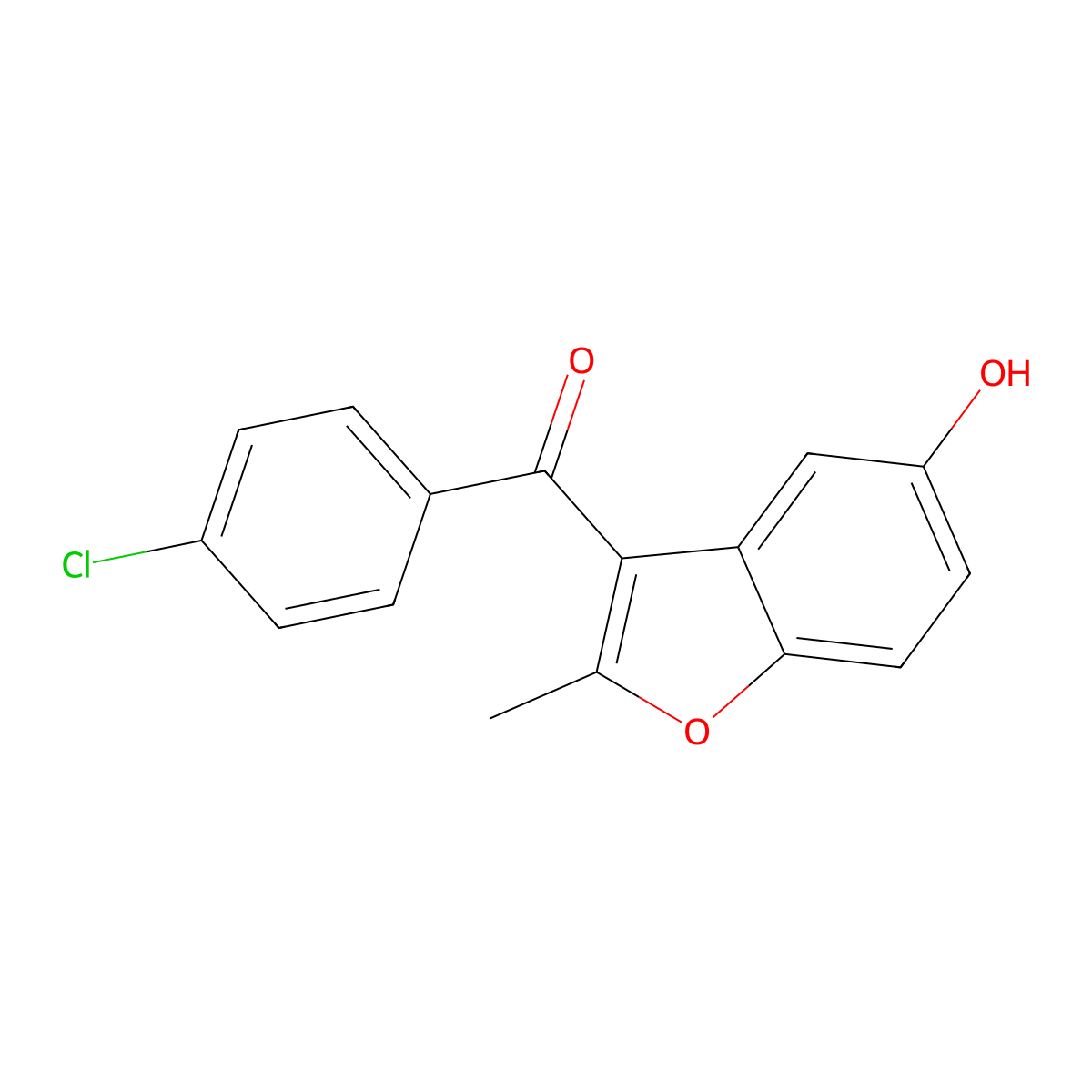 (4-Chlorophenyl)(5-hydroxy-2-methyl-1-benzofuran-3-yl)methanone molecular structure, CAS 177915-46-7