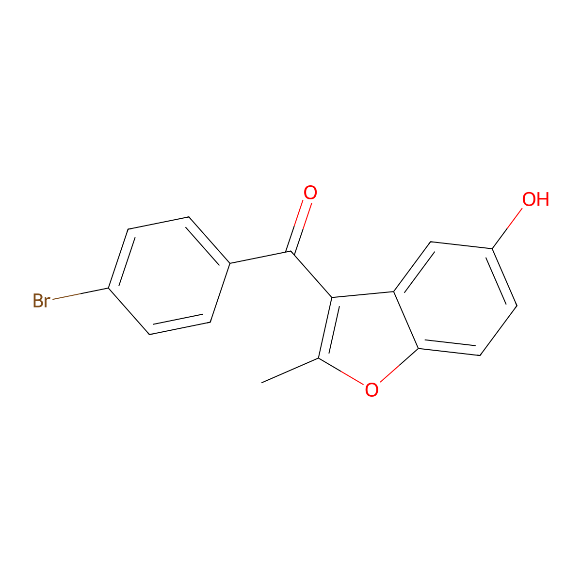 (4-Bromophenyl)(5-hydroxy-2-methyl-1-benzofuran-3-yl)methanone molecular structure, CAS 177915-47-8