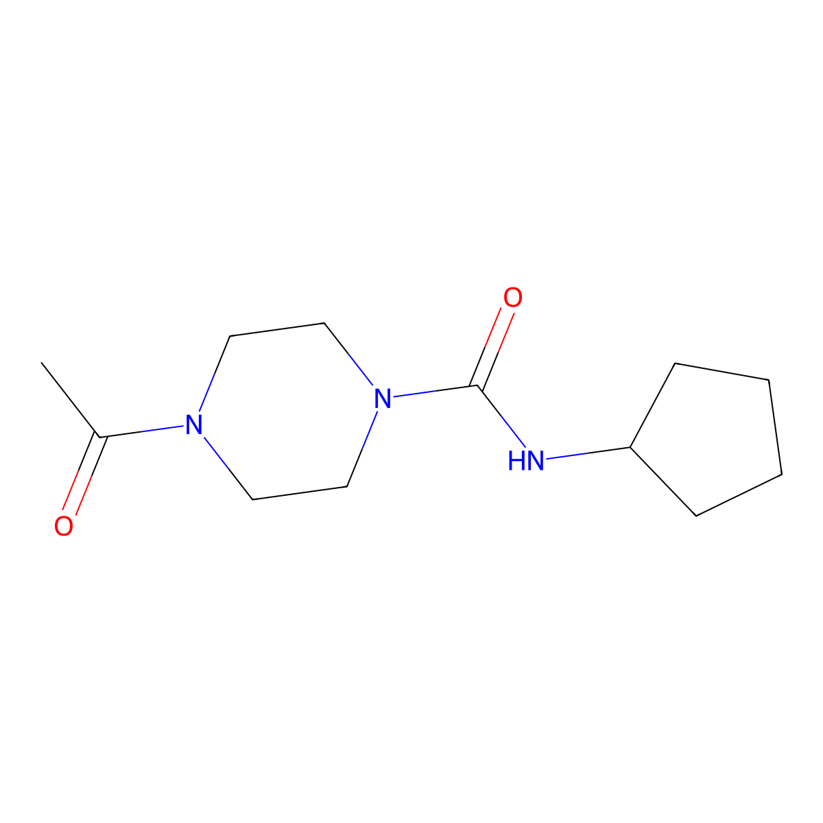 4-acetyl-N-cyclopentylpiperazine-1-carboxamide molecular structure, CAS 1779178-49-2