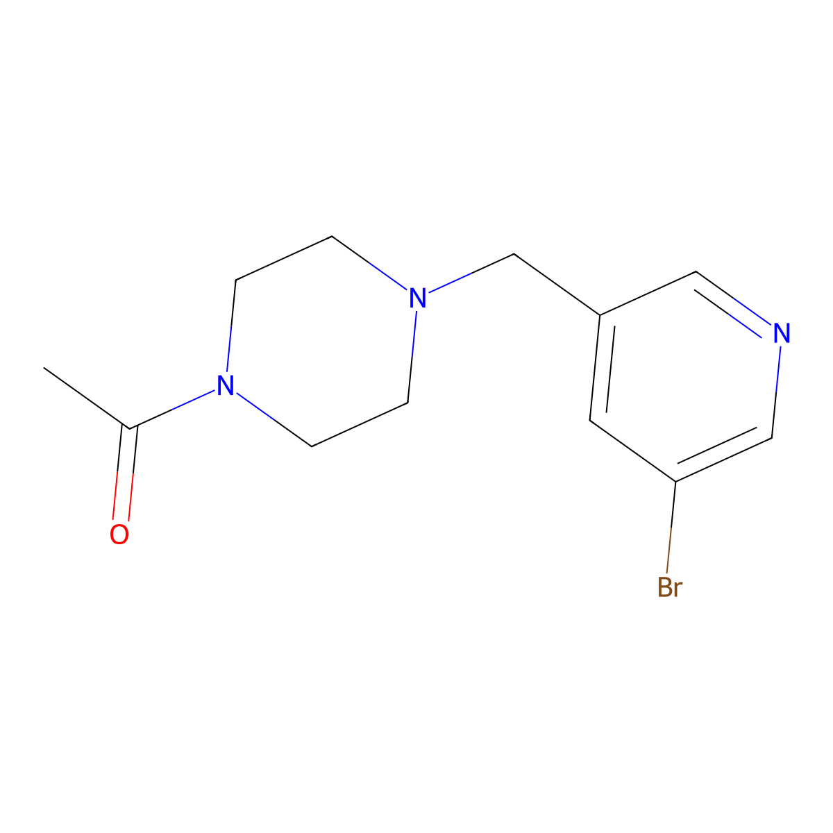 1-{4-[(5-Bromopyridin-3-yl)methyl]piperazin-1-yl}ethan-1-one molecular structure, CAS 1779183-33-3