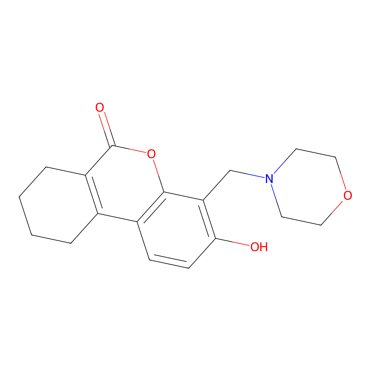 3-Hydroxy-4-(morpholin-4-ylmethyl)-7,8,9,10-tetrahydrobenzo[c]chromen-6-one molecular structure, CAS 17792-11-9
