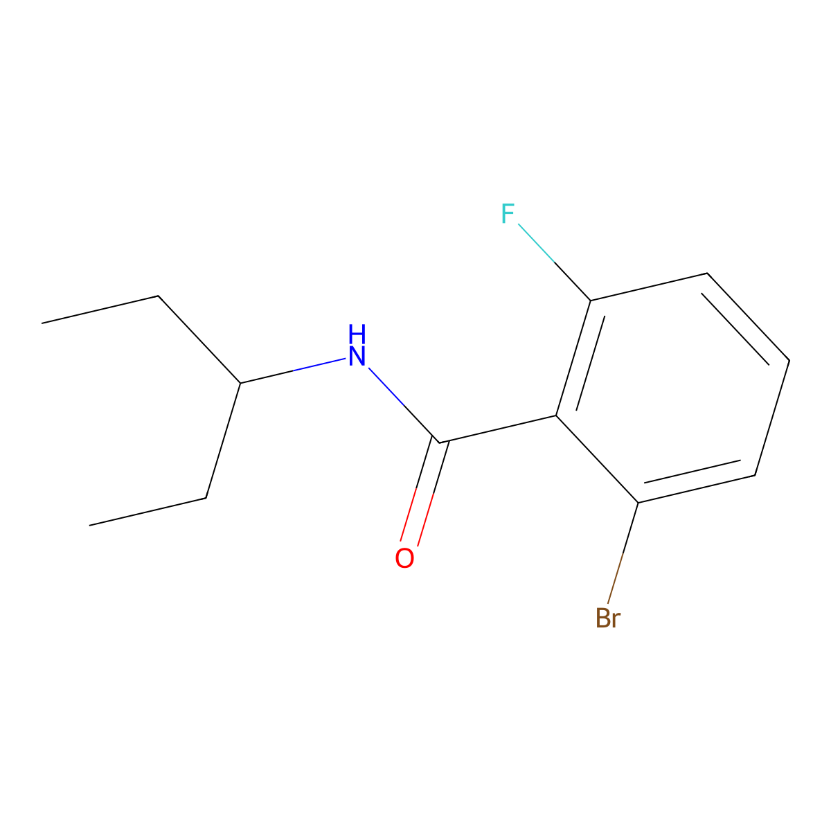 2-Bromo-N-(1-ethylpropyl)-6-fluorobenzamide molecular structure, CAS 1779227-92-7