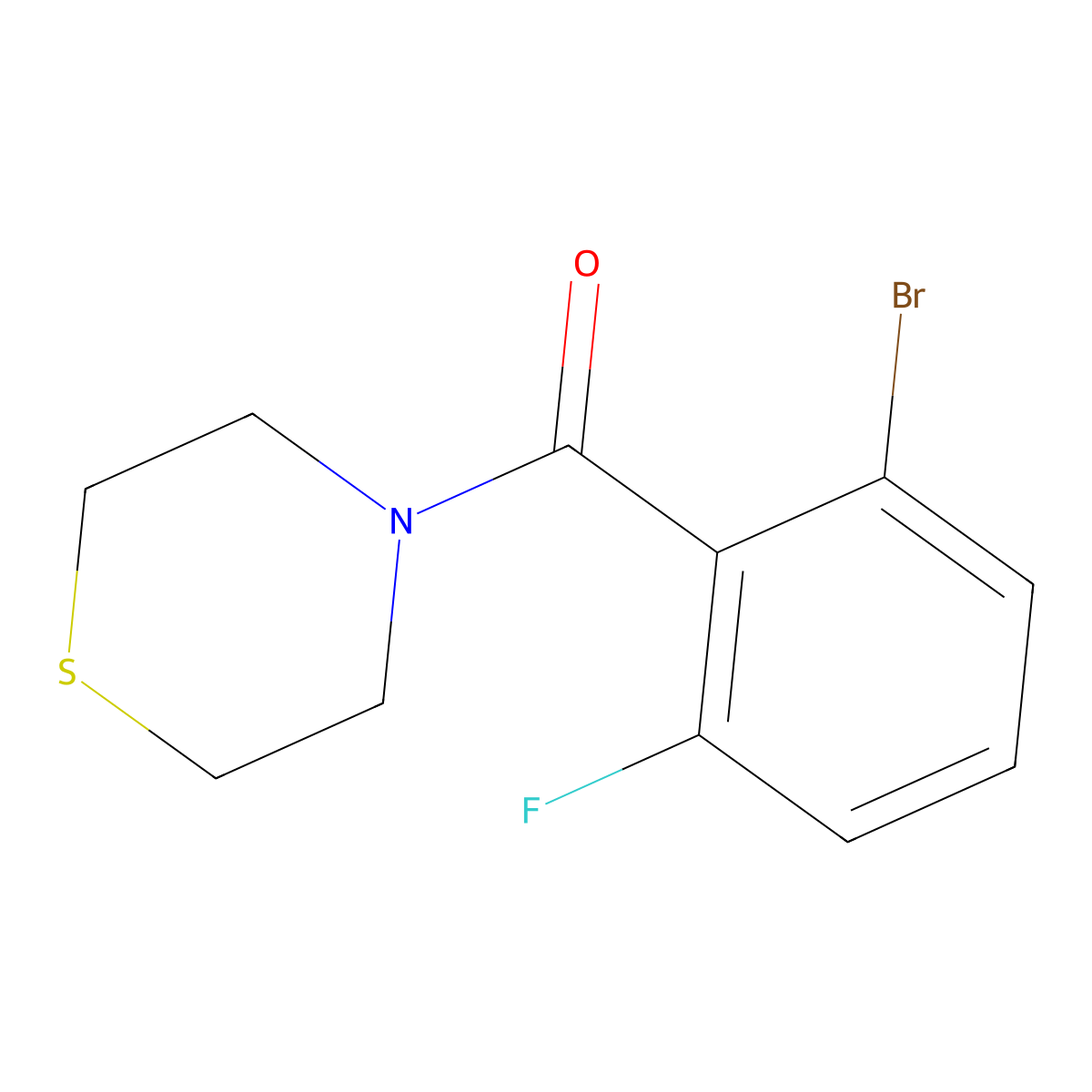 (2-Bromo-6-fluorophenyl)(thiomorpholino)methanone molecular structure, CAS 1779232-23-3
