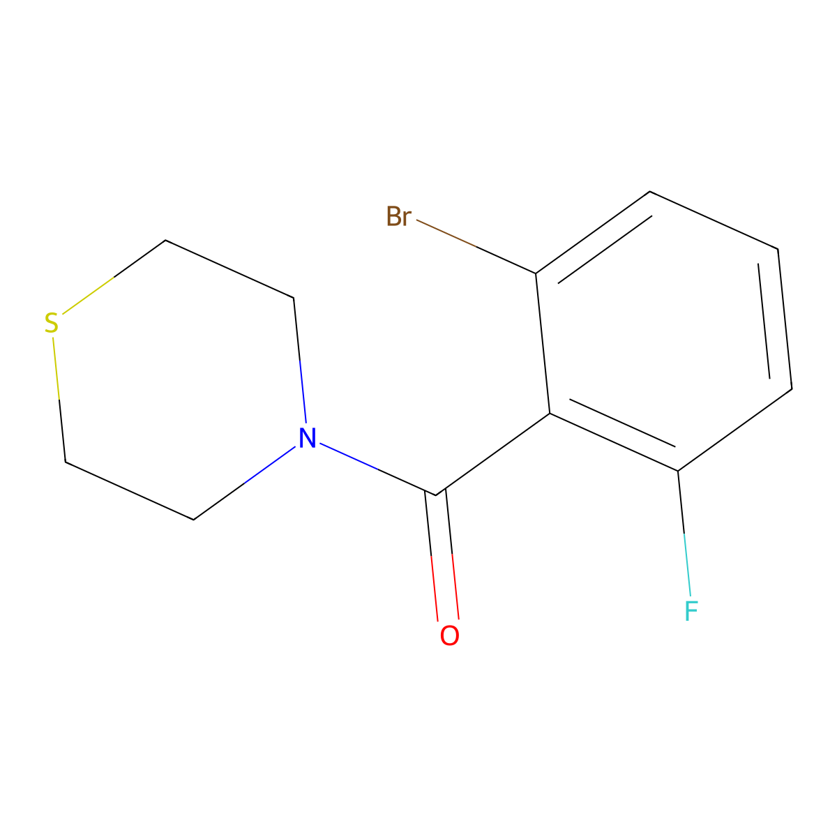 (2-Bromo-6-fluorophenyl)(thiomorpholino)methanone molecular structure, CAS 1779232-23-3
