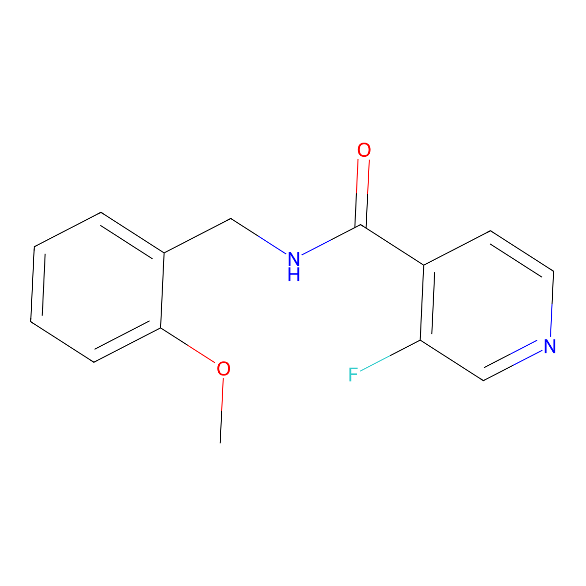 3-fluoro-N-[(2-methoxyphenyl)methyl]pyridine-4-carboxamide molecular structure, CAS 1779237-06-7