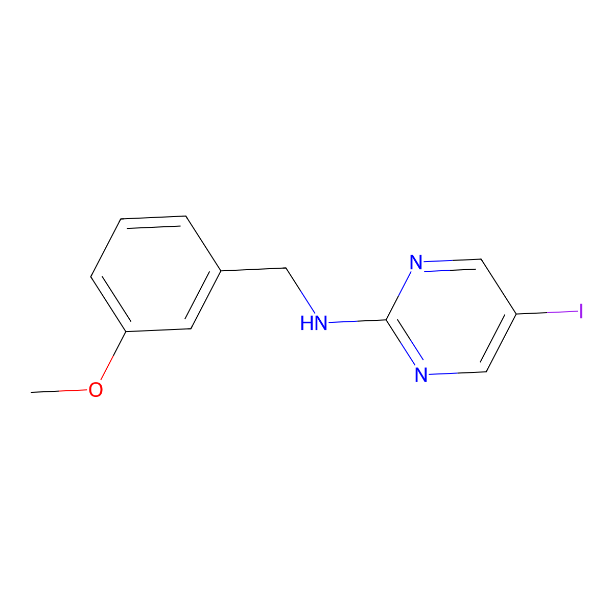 5-Iodo-N-(3-methoxybenzyl)pyrimidin-2-amine molecular structure, CAS 1779257-01-0