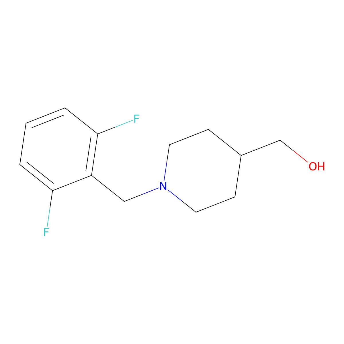 (1-(2,6-Difluorobenzyl)piperidin-4-yl)methanol molecular structure, CAS 1779335-53-3