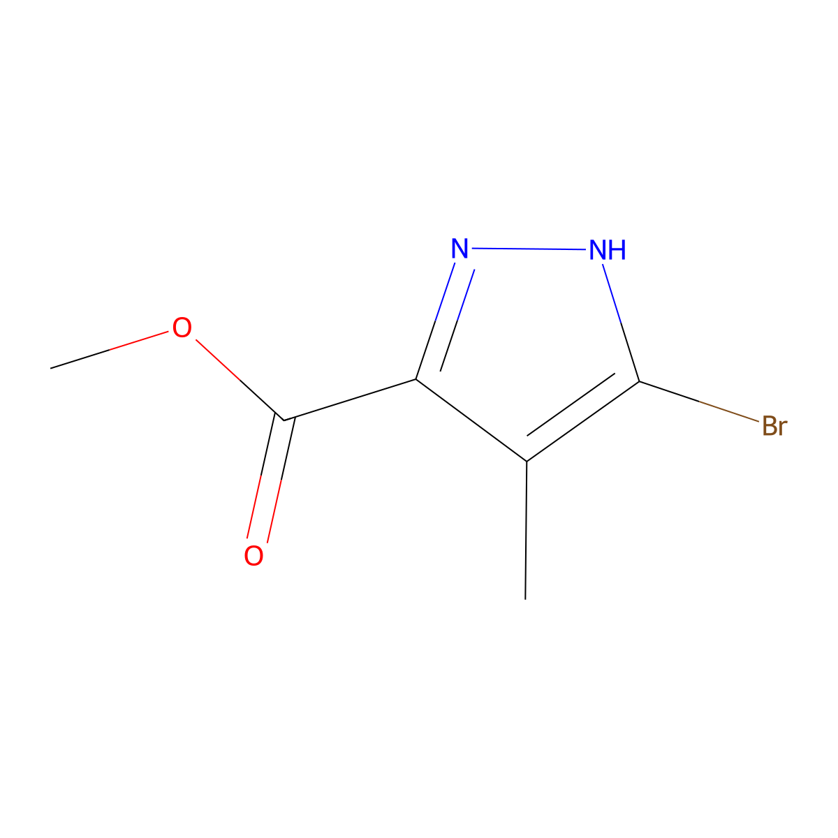 Methyl 5-bromo-4-methyl-1H-pyrazole-3-carboxylate molecular structure, CAS 1779345-41-3