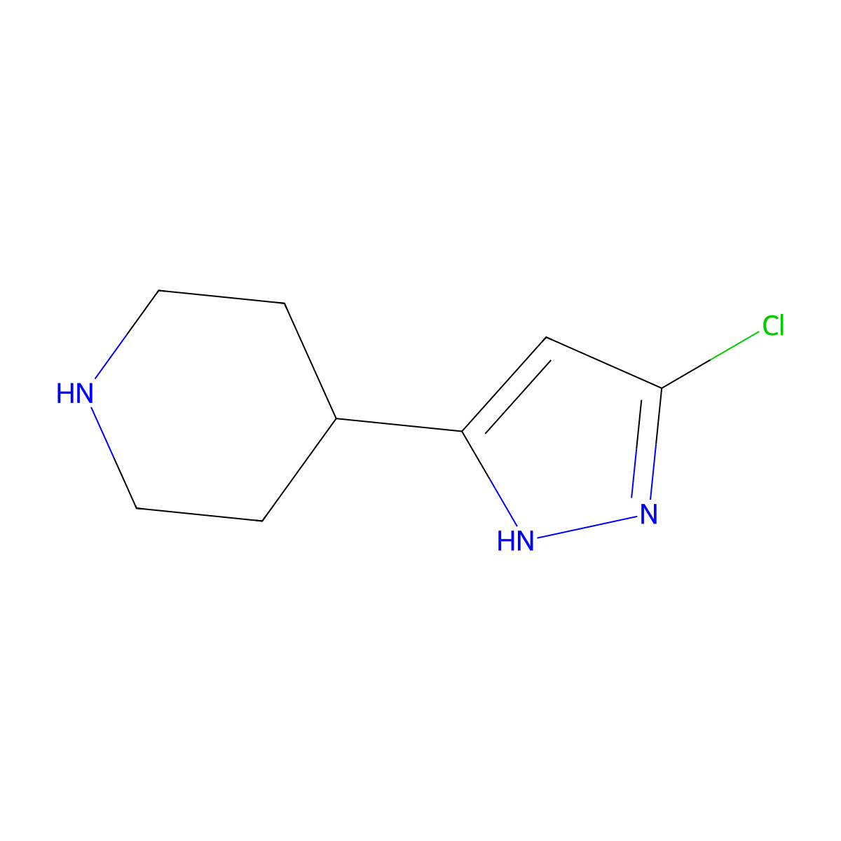 4-(5-chloro-1H-pyrazol-3-yl)piperidine molecular structure, CAS 1779349-45-9