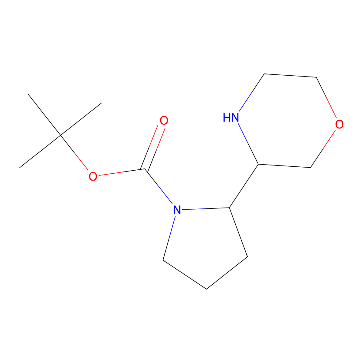 Tert-butyl 2-(morpholin-3-yl)pyrrolidine-1-carboxylate molecular structure, CAS 1779351-23-3