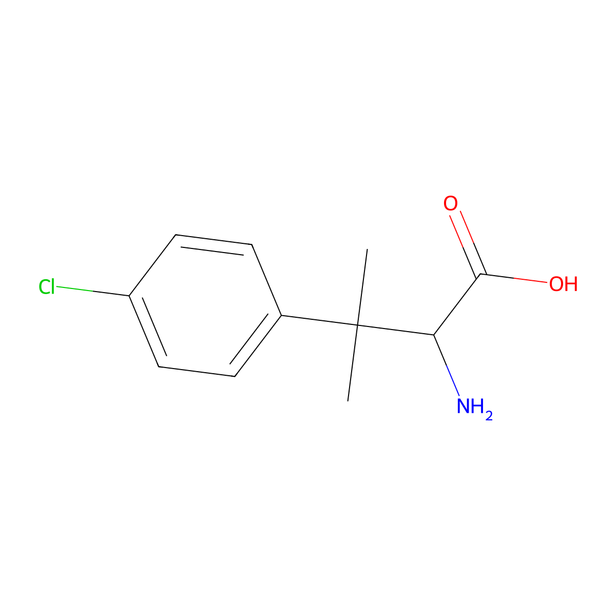 2-Amino-3-(4-chlorophenyl)-3-methylbutanoic acid molecular structure, CAS 1779353-30-8