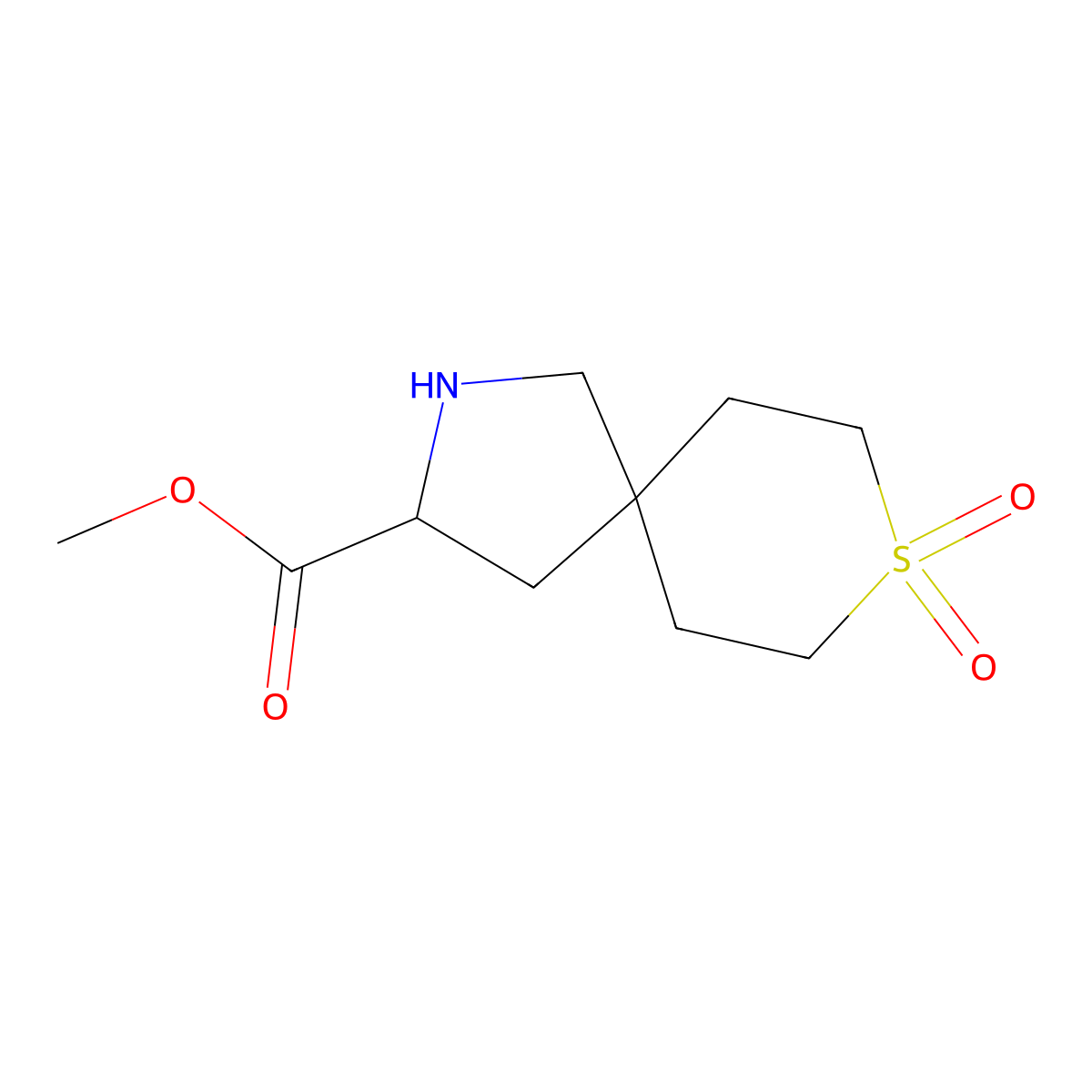 Methyl 8,8-dioxo-8lambda6-thia-2-azaspiro[4.5]decane-3-carboxylate molecular structure, CAS 1779354-16-3