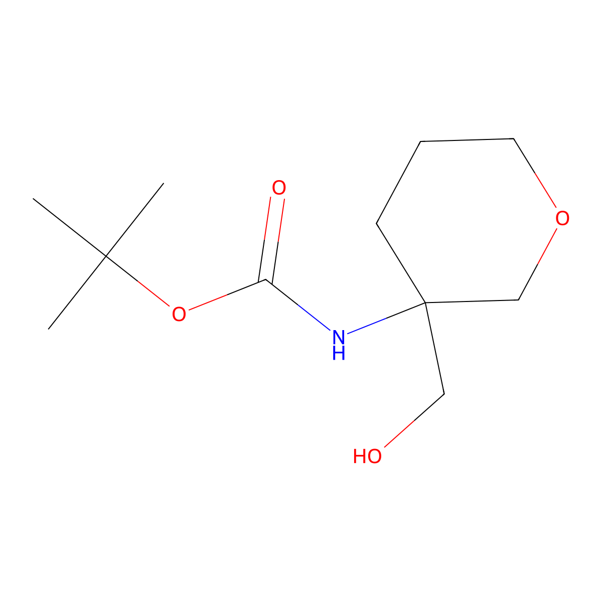 tert-butylN-[3-(hydroxymethyl)oxan-3-yl]carbamate molecular structure, CAS 1779355-50-8