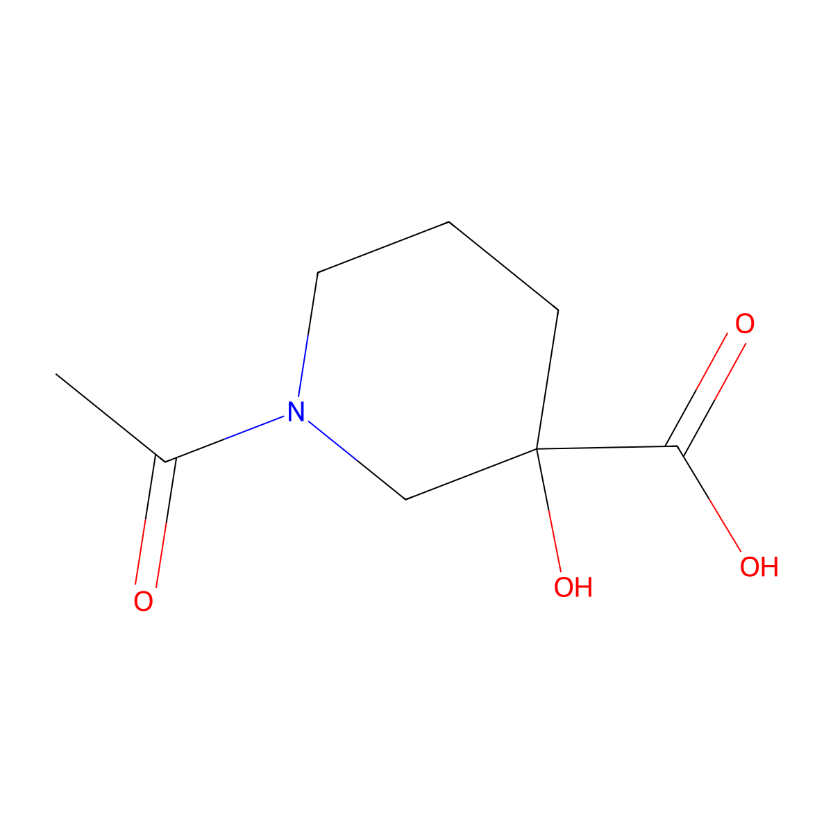 1-Acetyl-3-hydroxypiperidine-3-carboxylic acid molecular structure, CAS 1779359-88-4
