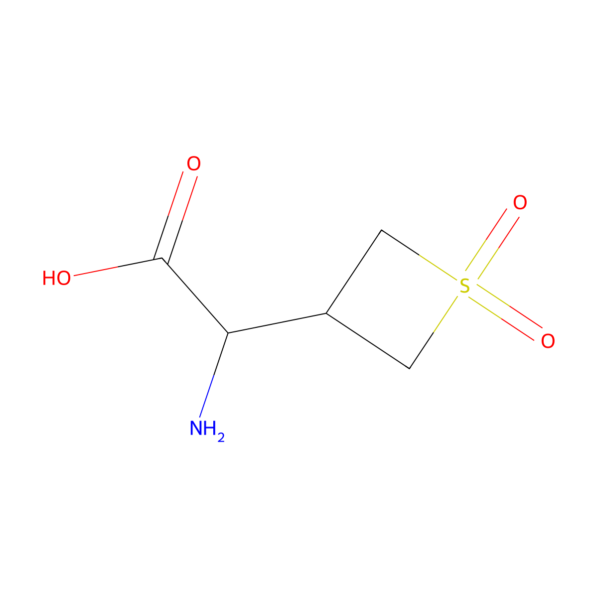2-Amino-2-(1,1-dioxidothietan-3-yl)acetic acid molecular structure, CAS 1779360-08-5