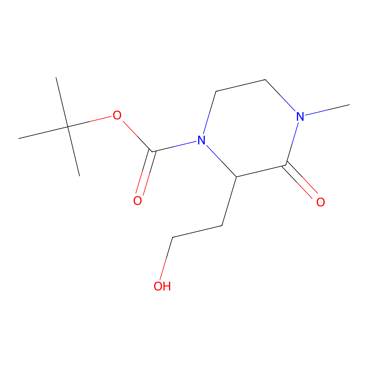 Tert-butyl 2-(2-hydroxyethyl)-4-methyl-3-oxopiperazine-1-carboxylate molecular structure, CAS 1779367-06-4