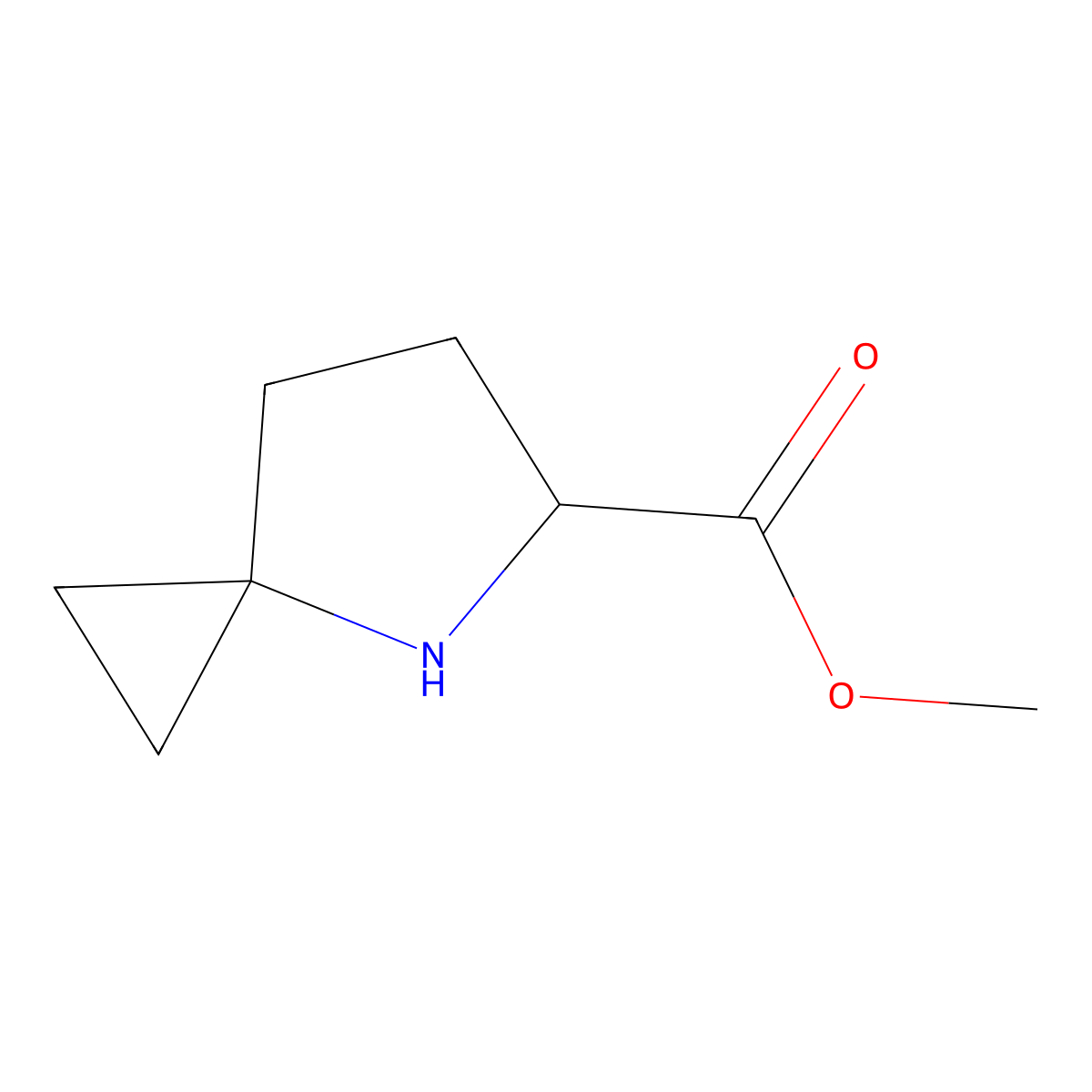 Methyl 4-azaspiro(2.4)heptane-5-carboxylate molecular structure, CAS 1779370-30-7