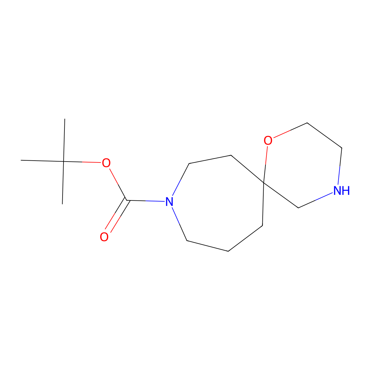 1-Oxa-4,9-diazaspiro[5.6]dodecane-9-carboxylic acid, 1,1-dimethylethyl ester molecular structure, CAS 1779375-54-0