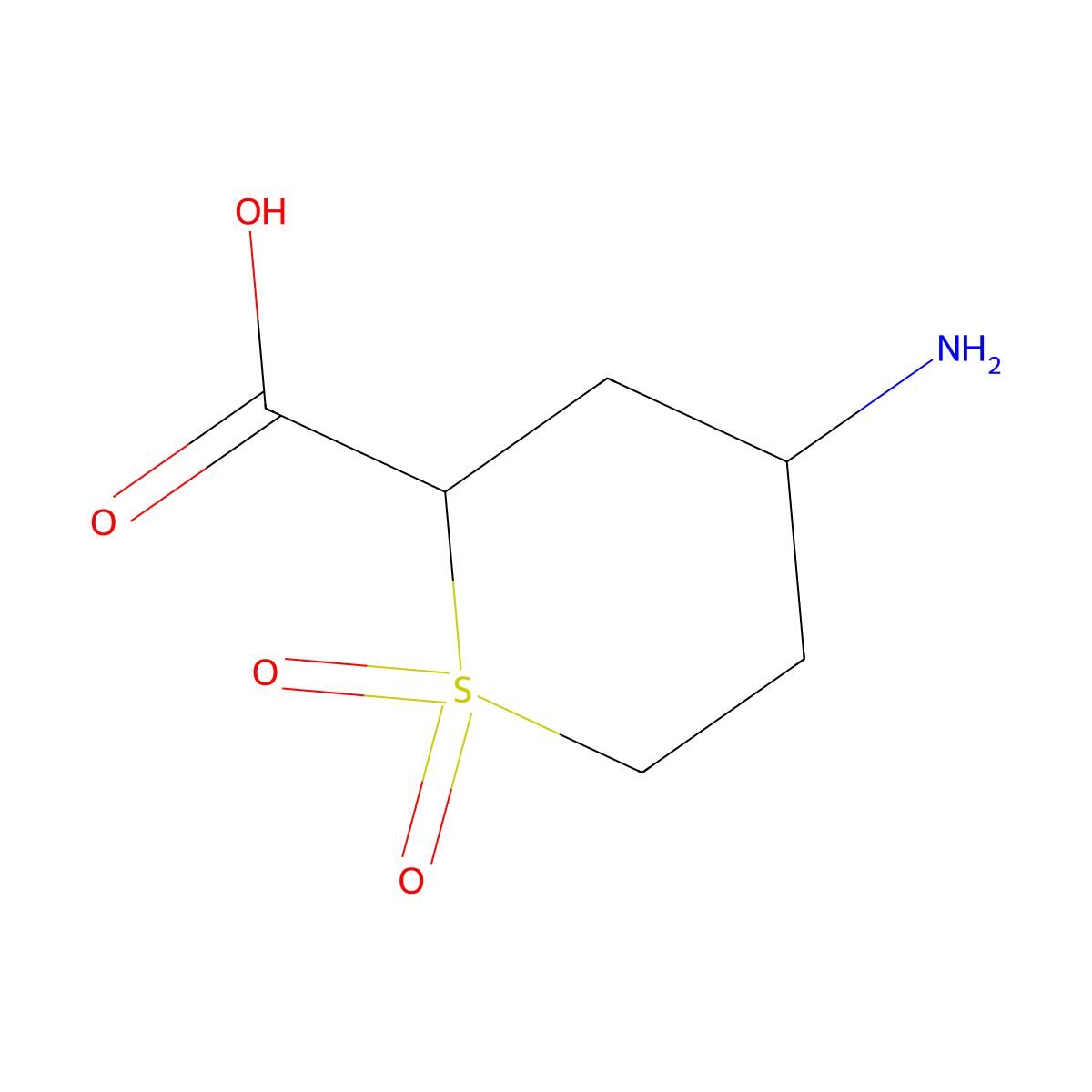 4-Amino-1,1-dioxo-1lambda6-thiane-2-carboxylic acid molecular structure, CAS 1779376-31-6