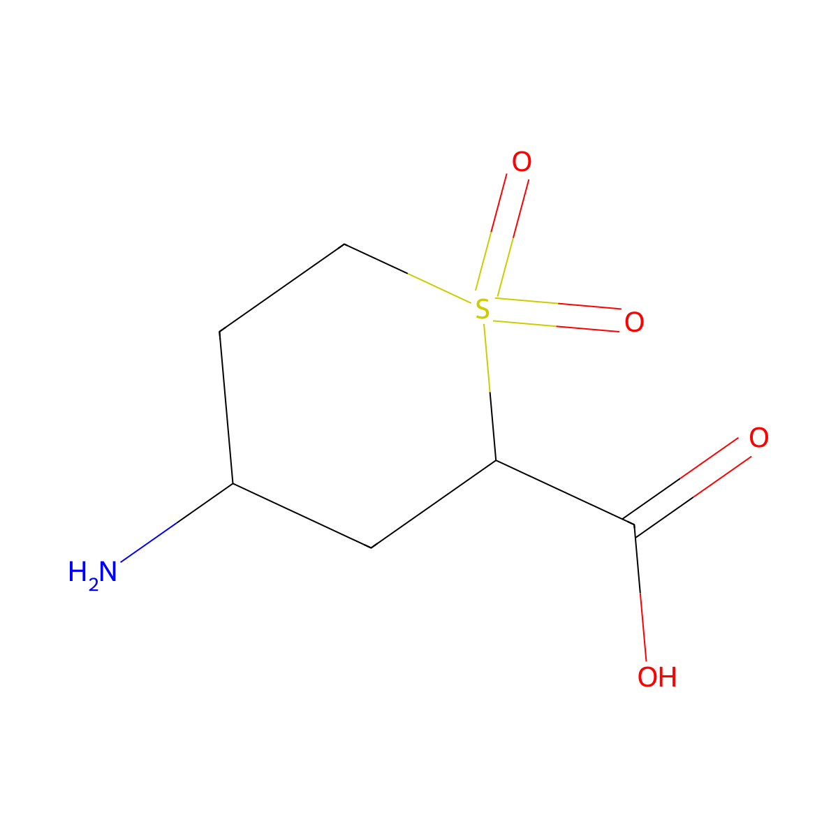 4-Amino-1,1-dioxo-1lambda6-thiane-2-carboxylic acid molecular structure, CAS 1779376-31-6