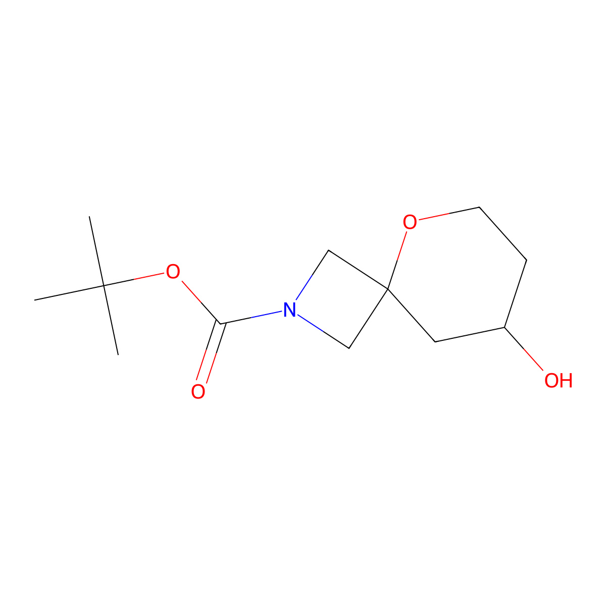 tert-Butyl 8-hydroxy-5-oxa-2-azaspiro[3.5]nonane-2-carboxylate molecular structure, CAS 1779396-21-2