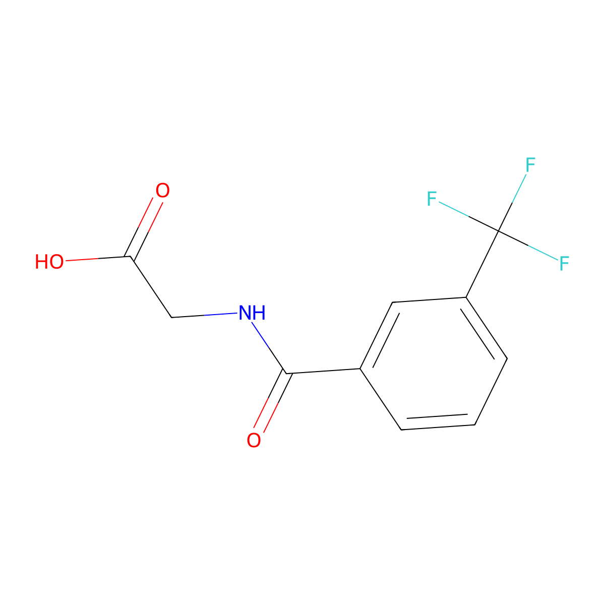 ((3-(Trifluoromethyl)benzoyl)amino)acetic acid molecular structure, CAS 17794-48-8