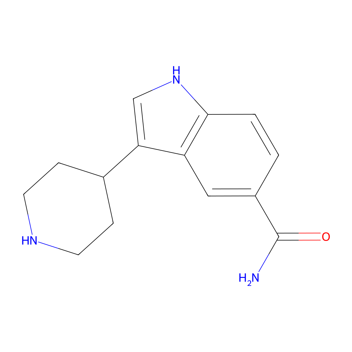 3-(piperidin-4-yl)-1H-indole-5-carboxamide molecular structure, CAS 177940-51-1