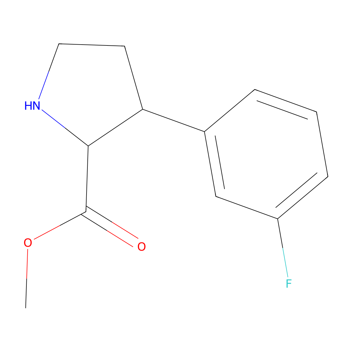 Methyl 3-(3-fluorophenyl)pyrrolidine-2-carboxylate molecular structure, CAS 1779400-48-4