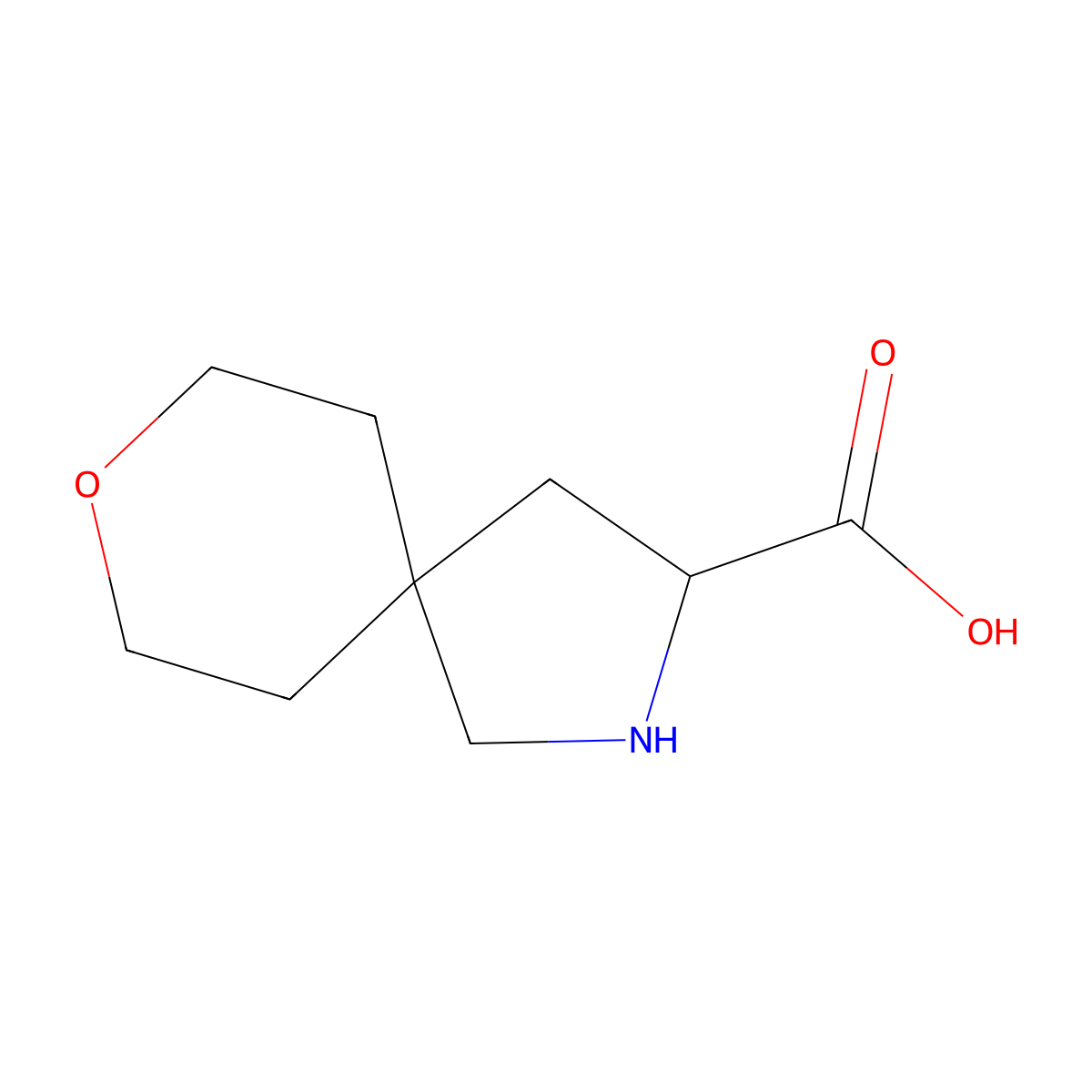 8-Oxa-2-azaspiro[4.5]decane-3-carboxylic acid molecular structure, CAS 1779405-32-1
