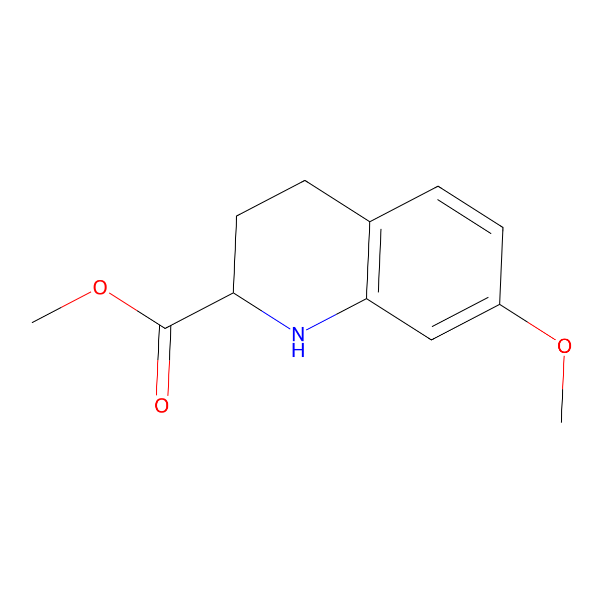 Methyl 7-methoxy-1,2,3,4-tetrahydroquinoline-2-carboxylate molecular structure, CAS 1779411-05-0