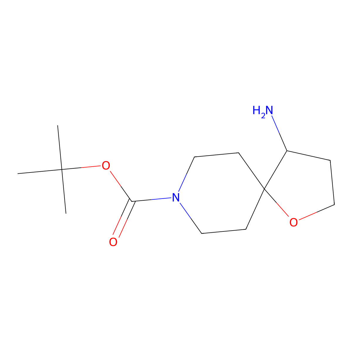 Tert-butyl 4-amino-1-oxa-8-azaspiro[4.5]decane-8-carboxylate molecular structure, CAS 1779413-16-9