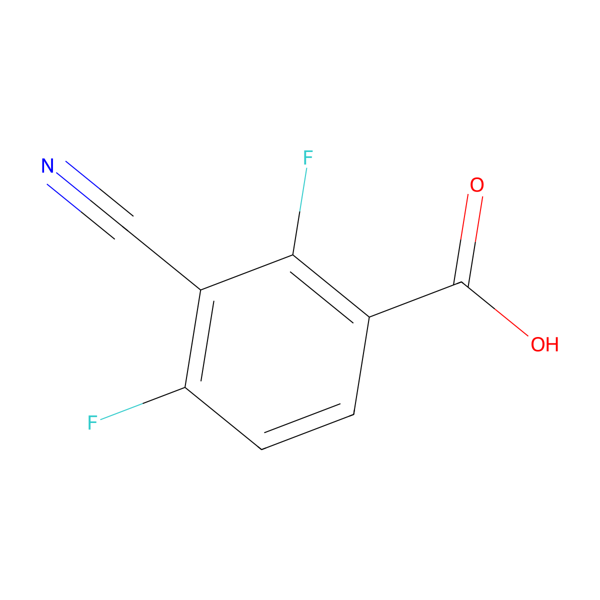 3-Cyano-2,4-difluorobenzoic acid molecular structure, CAS 177942-39-1