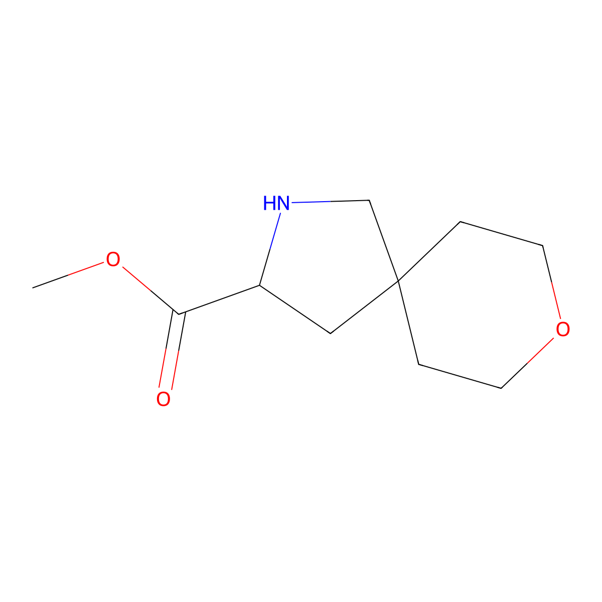 Methyl 8-oxa-2-azaspiro[4.5]decane-3-carboxylate molecular structure, CAS 1779424-25-7