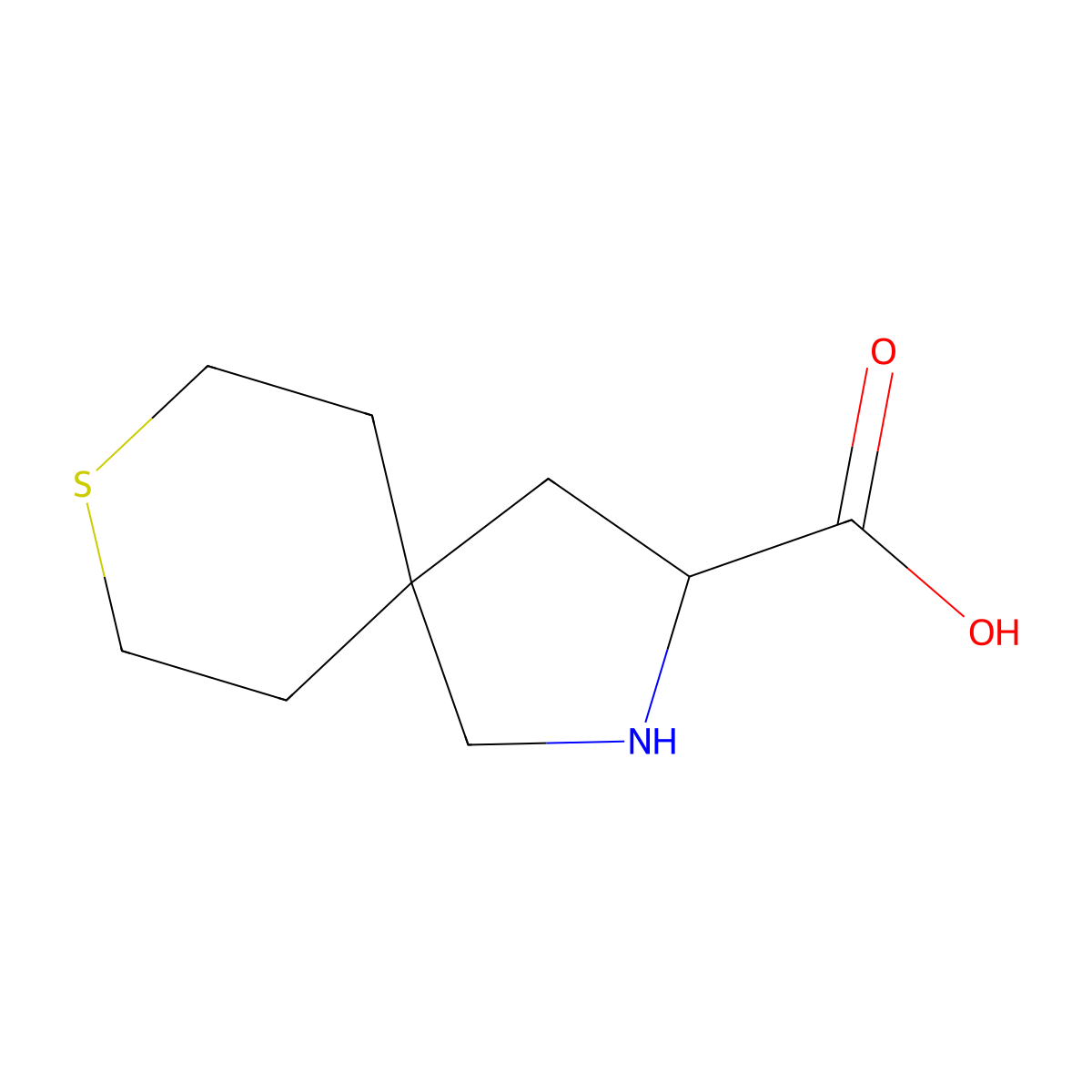 8-Thia-2-azaspiro[4.5]decane-3-carboxylic acid molecular structure, CAS 1779424-82-6