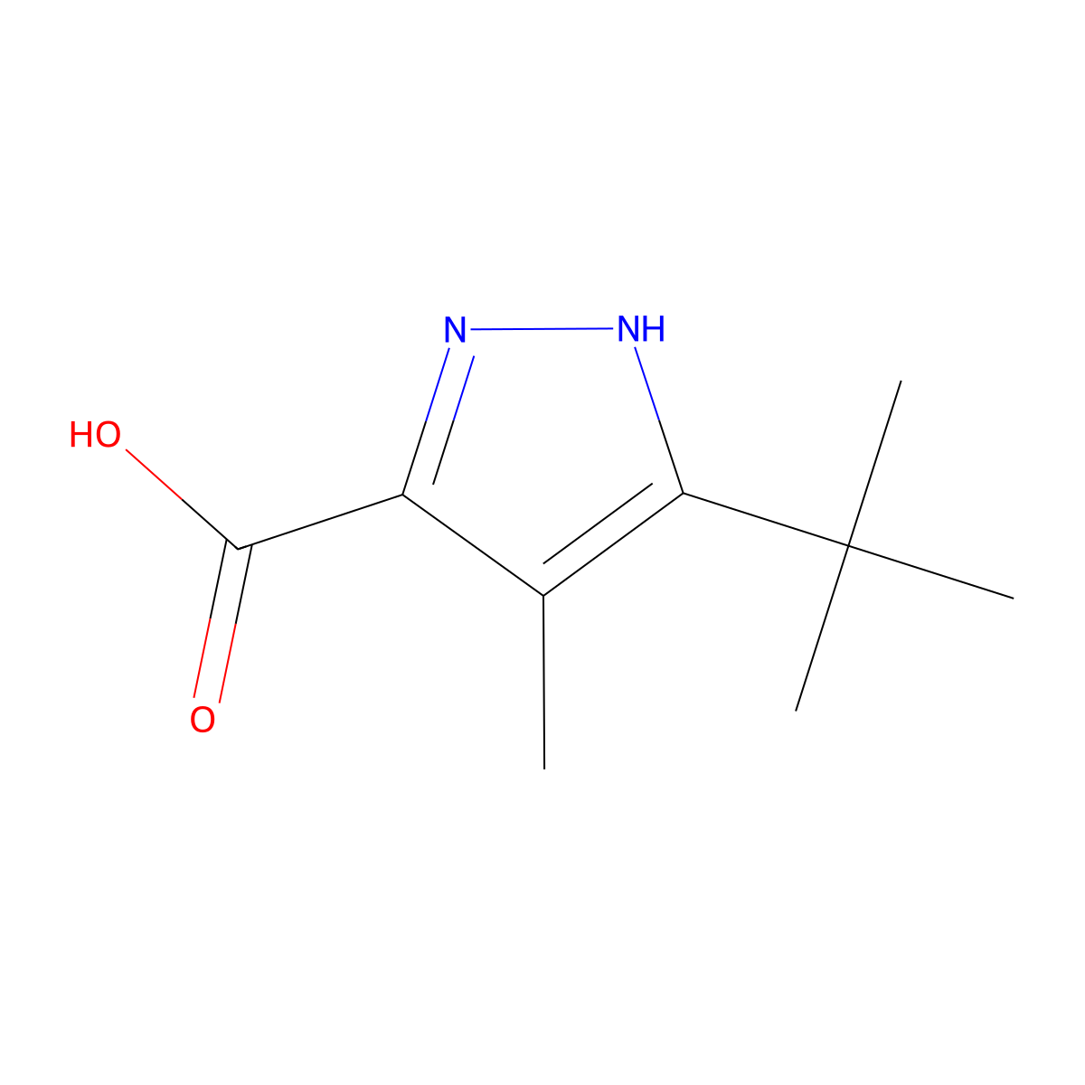 5-(tert-Butyl)-4-methyl-1H-pyrazole-3-carboxylic acid molecular structure, CAS 1779426-71-9